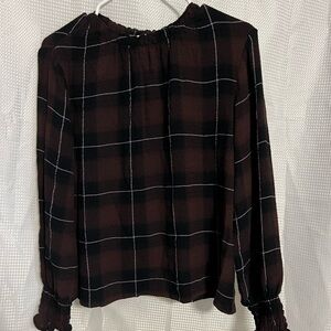 🖤 Cloth & Stone Plaid Peasant Blouse – Size Small 🖤